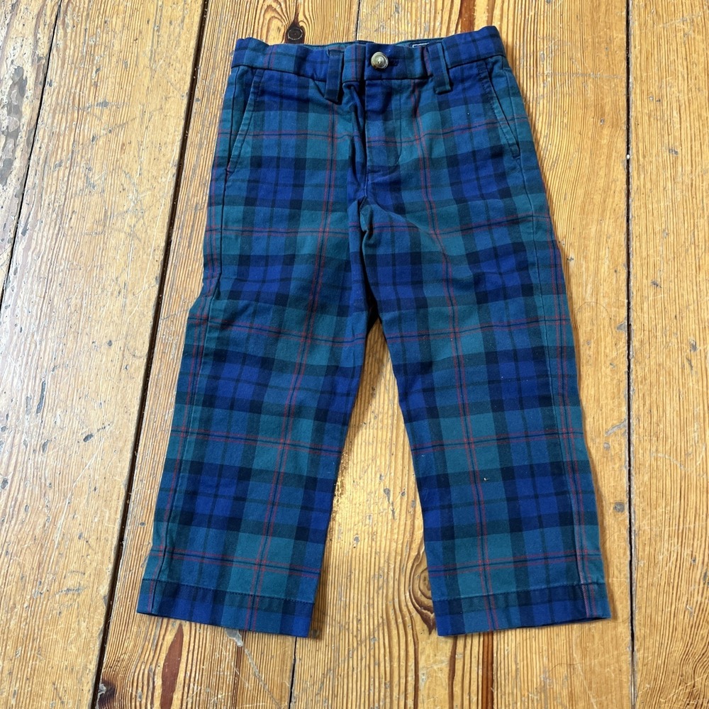 Vineyard Vines tartan Plaid Pants Boys 3T NWOT Blue Green Fancy Adjustable